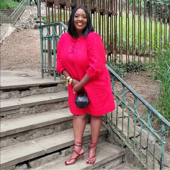 Who What Wear 3/4 Sleeve Lace-Up Dress - Picture 2 of 7